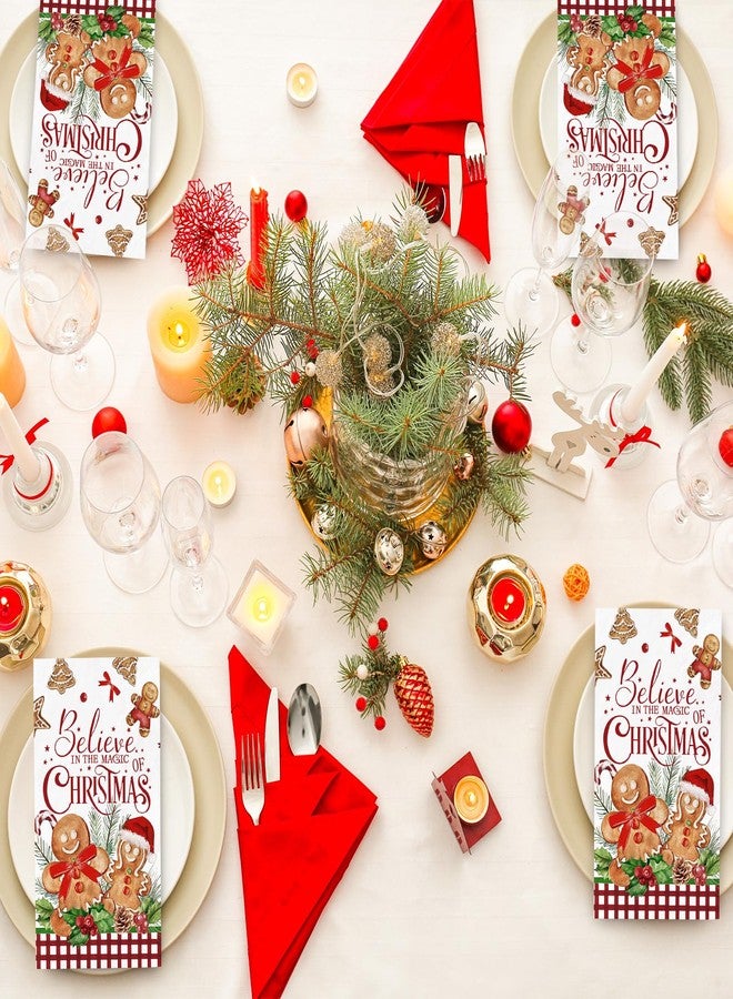 JarThenaAMCS 100Pcs Christmas Guest Napkins Watercolor Gingerbread Man Disposable Paper Napkins Cartoon Winter Holiday Dinner Hand Napkin for Birthday Baby Shower Bathroom - Image 5